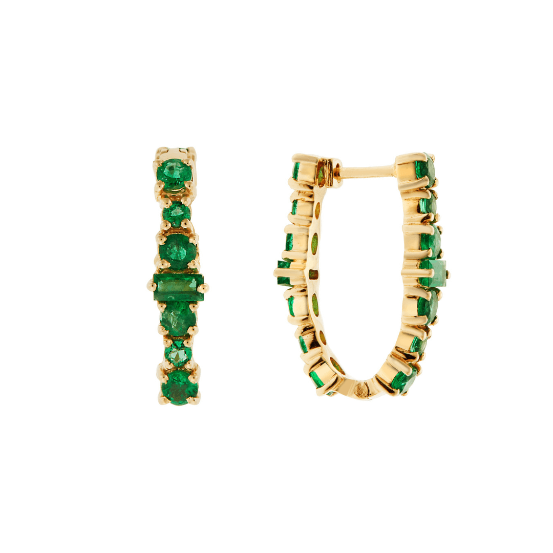 Oval Rivulet Emerald Hoops - Rivulet - Ileana Makri