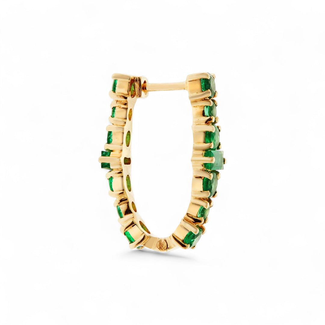 Oval Rivulet Emerald Hoops