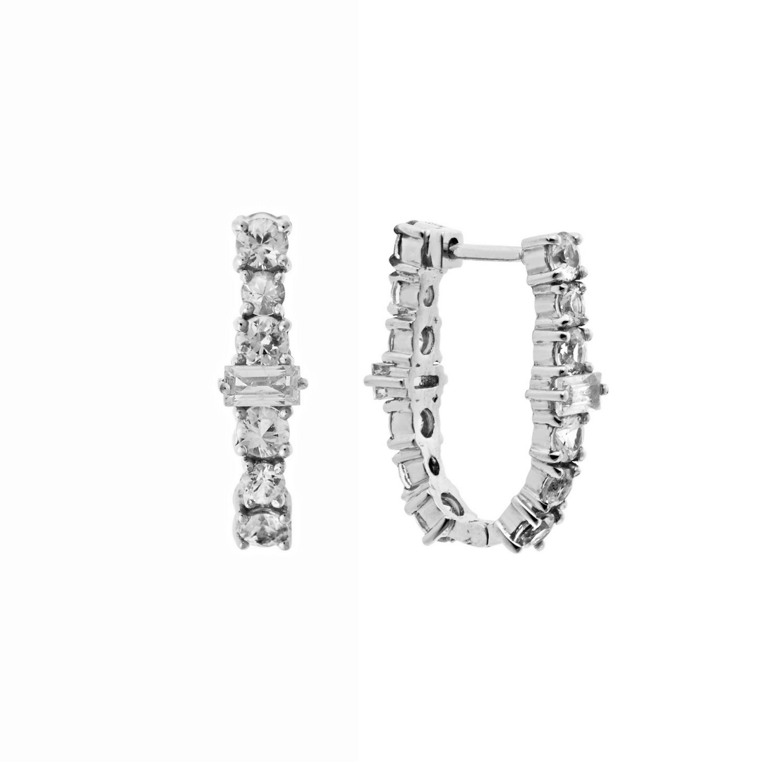 Oval Rivulet White Diamond Hoops - Rivulet - Ileana Makri