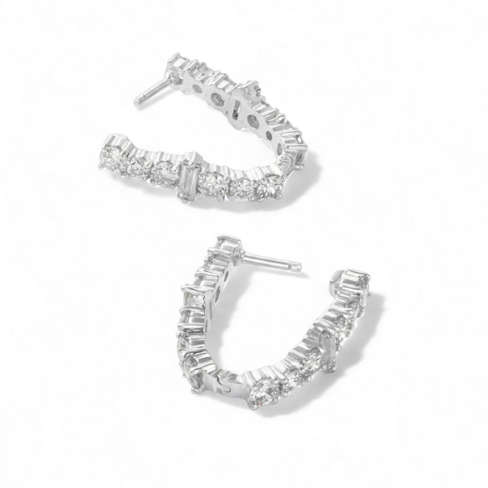 Oval Rivulet White Diamond Hoops - Rivulet - Ileana Makri