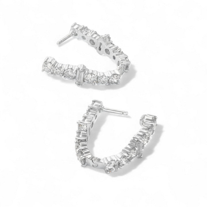 Oval Rivulet White Diamond Hoops - Rivulet - Ileana Makri