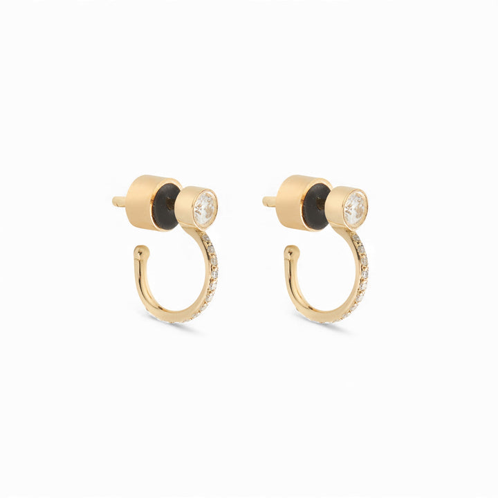 Pavè Diamond Orbit Mini Hoops Y - D - Classic - Ileana Makri
