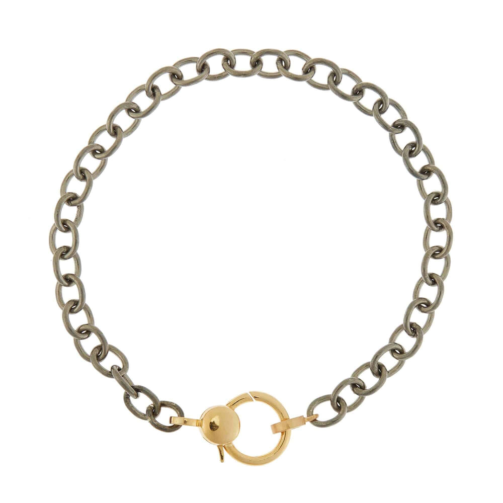 Peace Charm Gold Lock Chain Bracelet - SYMBOLS - Ileana Makri