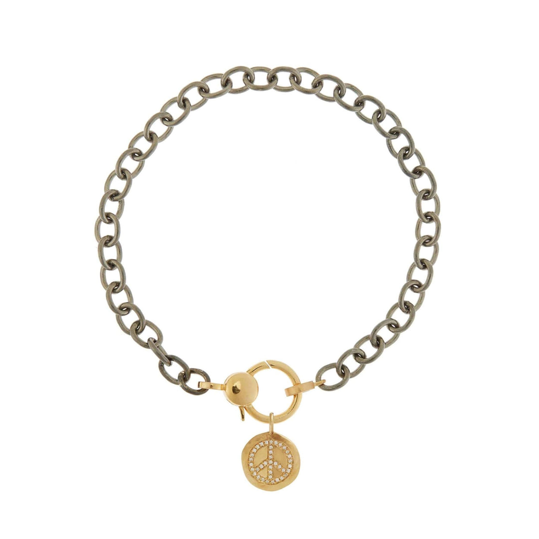 Peace Charm Gold Lock Chain Bracelet - SYMBOLS - Ileana Makri