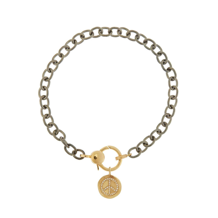 Peace Charm Gold Lock Chain Bracelet - SYMBOLS - Ileana Makri