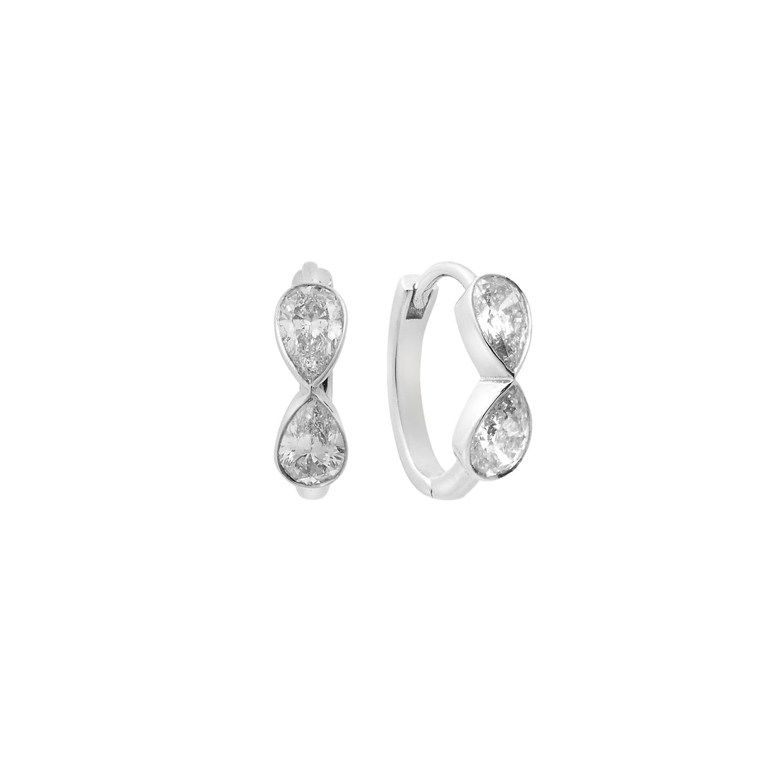 Pear Diamond Huggie Hoops W - D - Classic - Ileana Makri