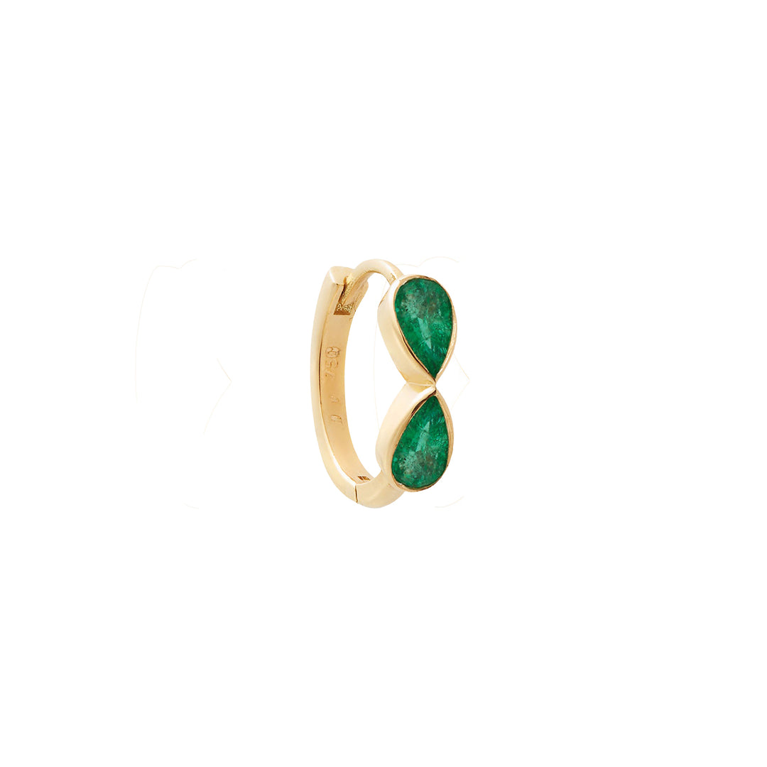 Pear Emerald Huggie Hoop