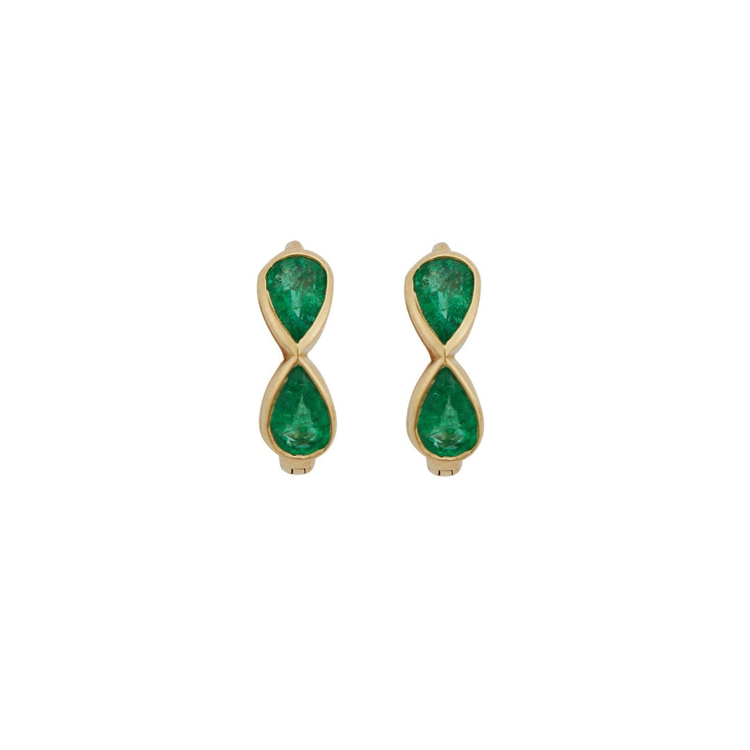 Pear Emerald Huggie Hoops Y - Em - Classic - Ileana Makri