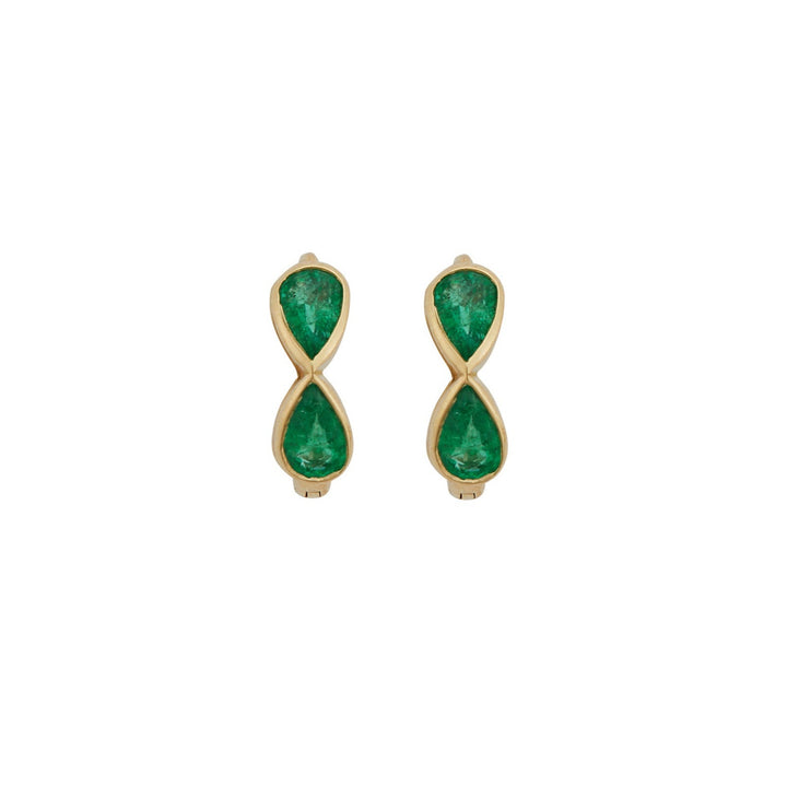Pear Emerald Huggie Hoops Y - Em - Classic - Ileana Makri