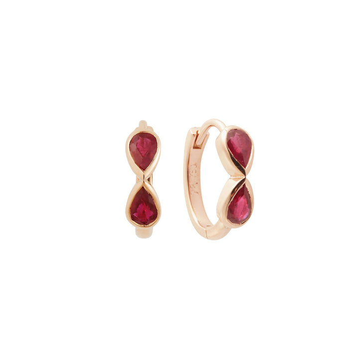 Pear Ruby Huggie Hoops P - RU - Classic - Ileana Makri