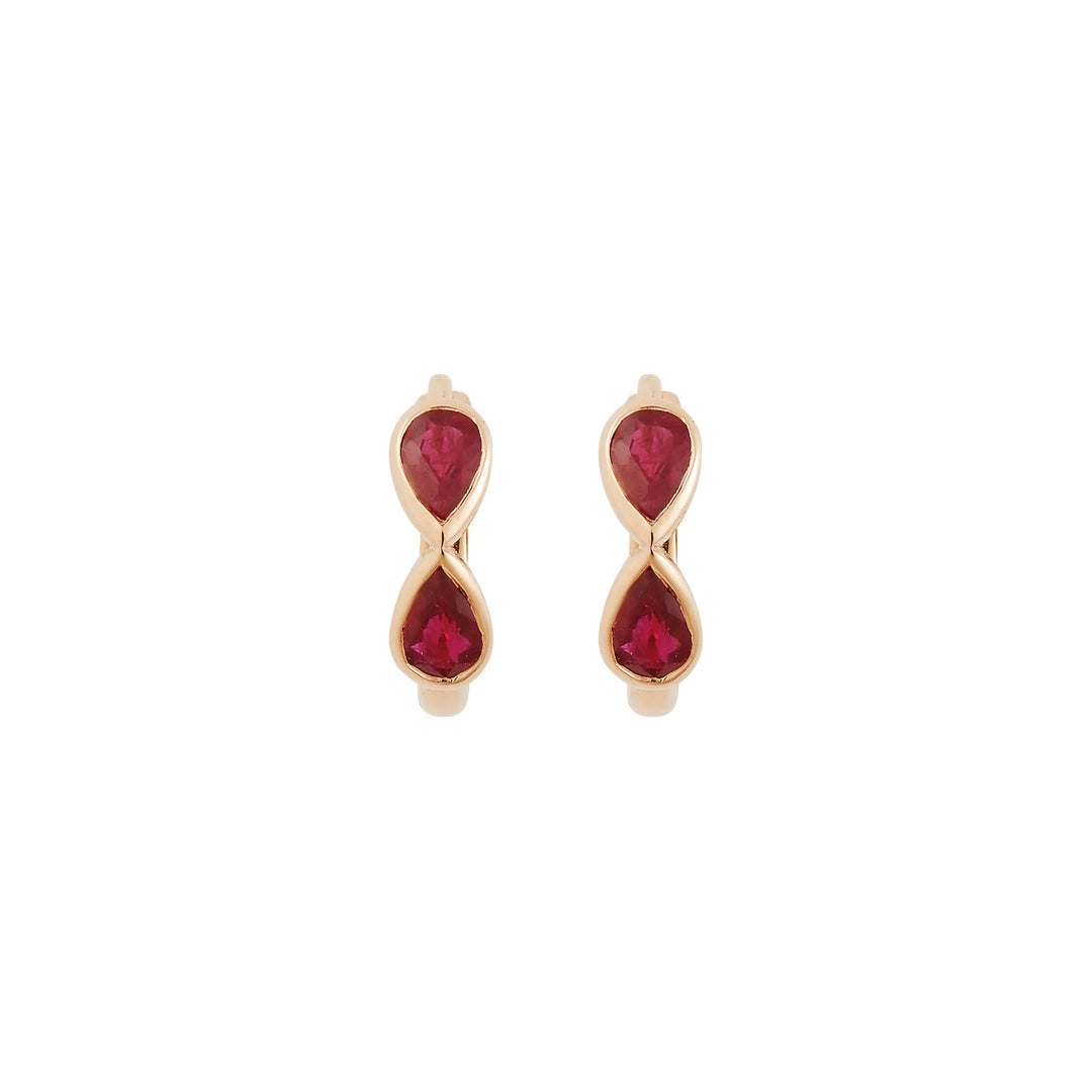 Pear Ruby Huggie Hoops P - RU - Classic - Ileana Makri