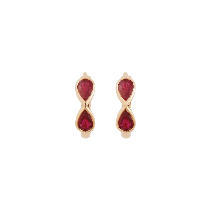 Pear Ruby Huggie Hoops P - RU - Classic - Ileana Makri