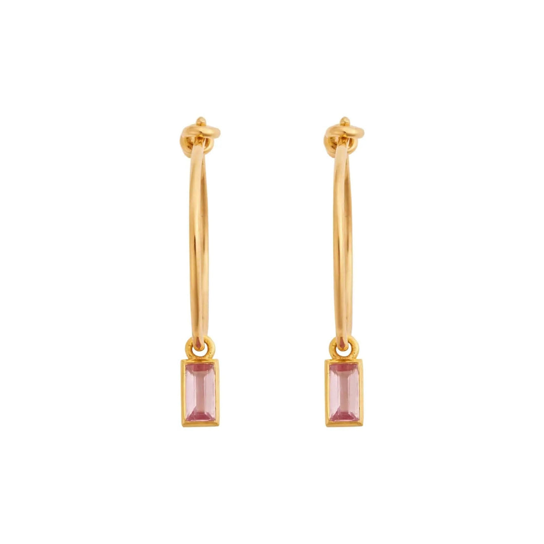 Pink Baguette Sapphire Hoops - Eye M Neon Rocks - Ileana Makri