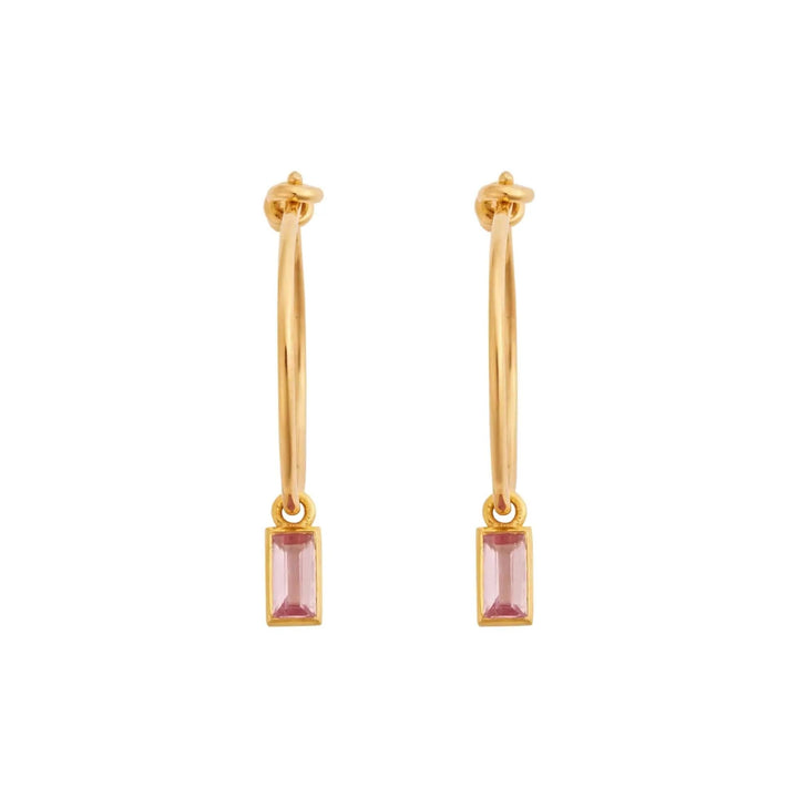 Pink Baguette Sapphire Hoops - Eye M Neon Rocks - Ileana Makri