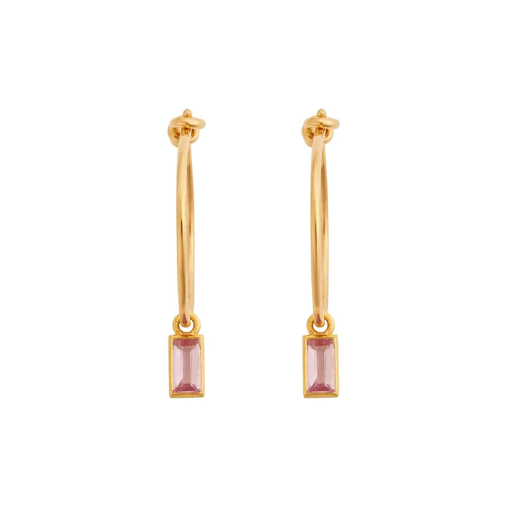 Pink Baguette Sapphire Hoops - Eye M Neon Rocks - Ileana Makri store