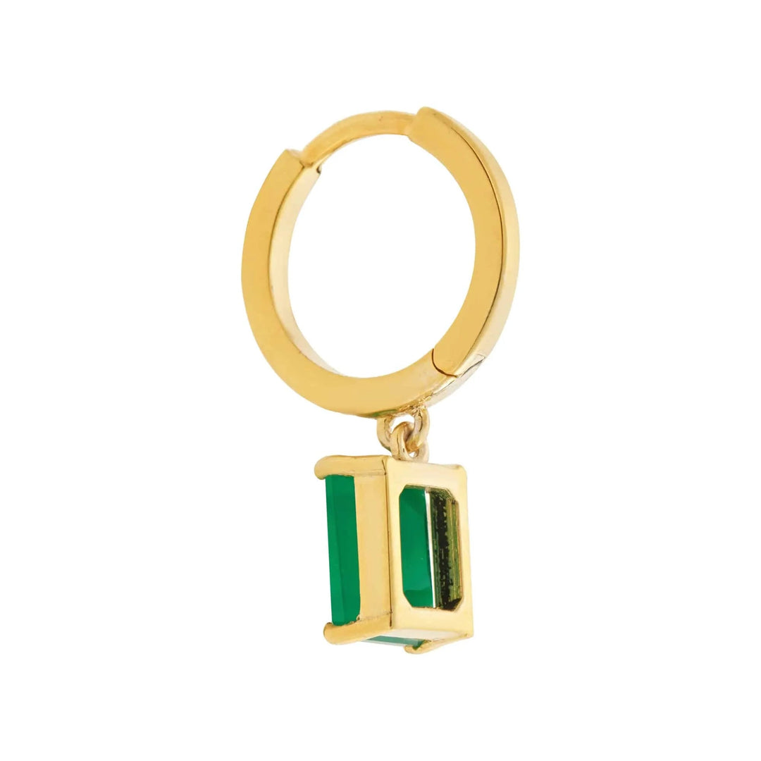 Pink Enamel Green Agate Hoops - Eye M Neon Rocks - Ileana Makri