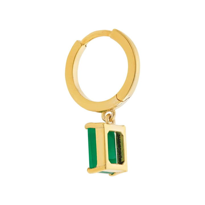 Pink Enamel Green Agate Hoops - Eye M Neon Rocks - Ileana Makri