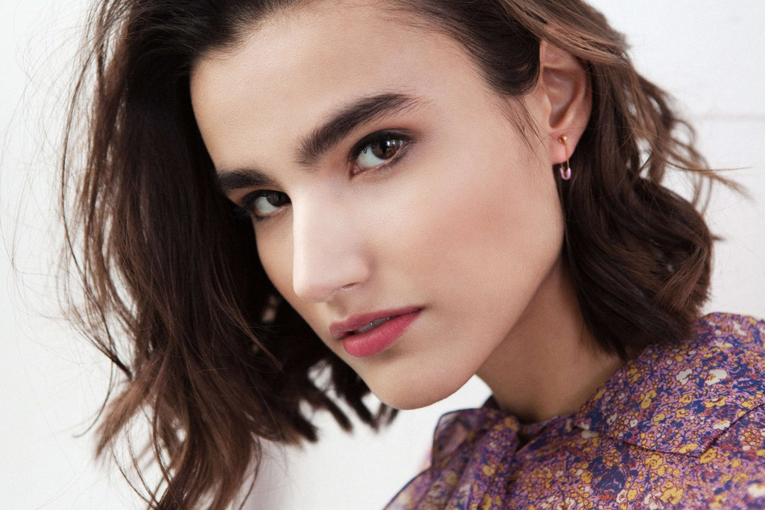Pink Enamel Safety Pin Earring - Eye M Safety Pins - Ileana Makri