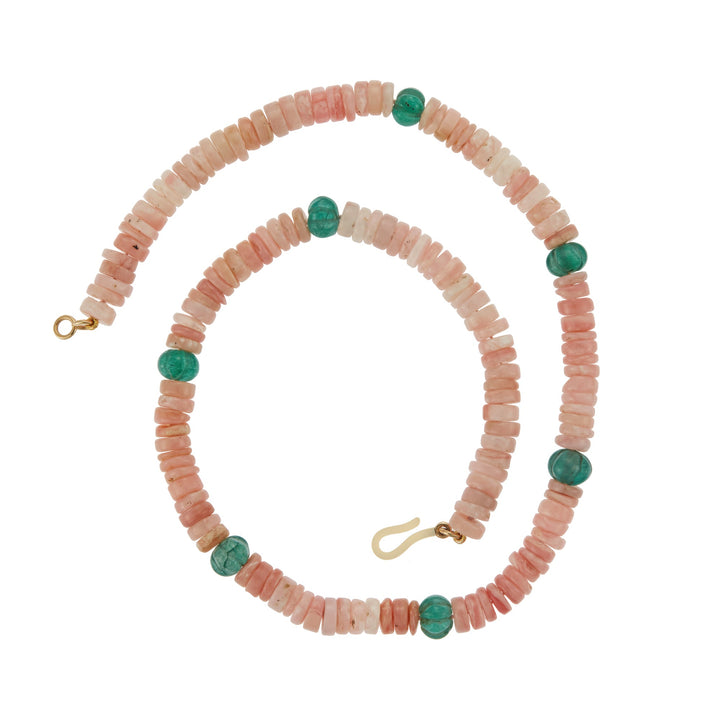 Pink Opal & Green Jade Beaded Necklace (45cm) - Globetrotter - Ileana Makri