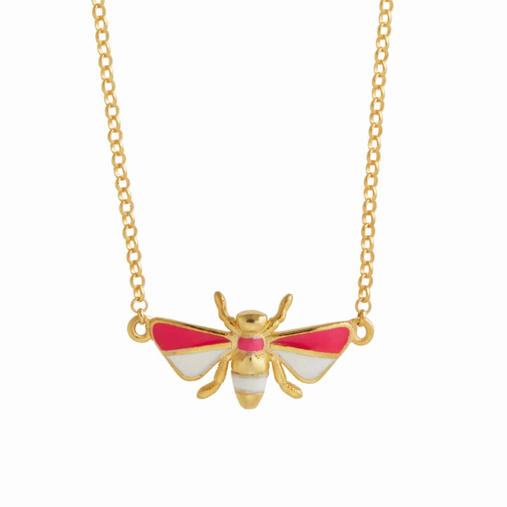 Pink & White Bee Necklace - Eye M Neon Rocks - Ileana Makri