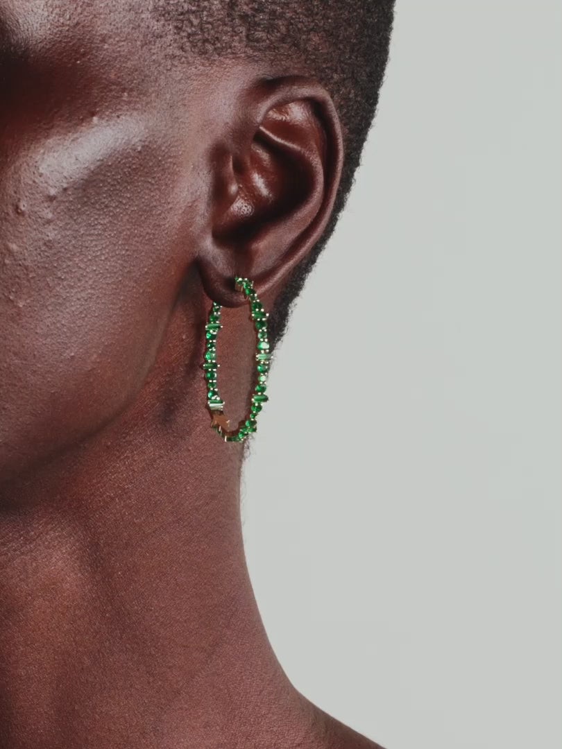Cosmic Medium Emerald Rivulet Hoops