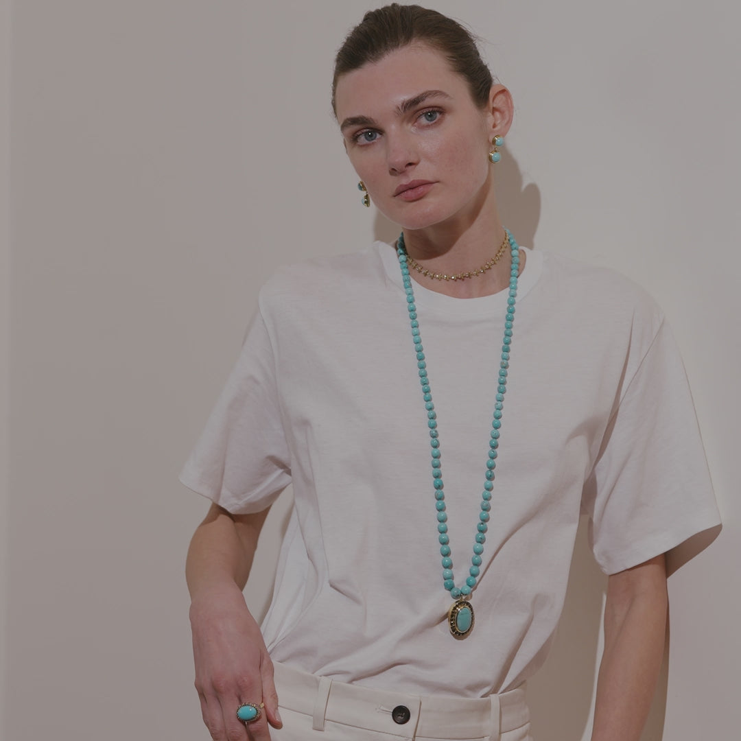 Turquoise & Tsavorite Drop Earrings