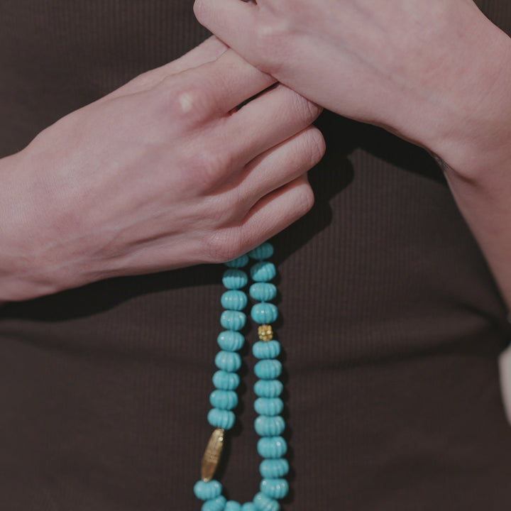 Turquoise Melon & Ruby Necklace (42cm)
