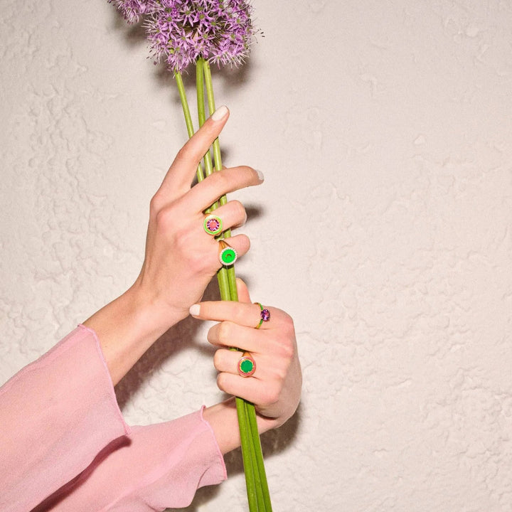 Purple Amethyst Enamel Slim Band - Eye M Neon Rocks - Ileana Makri