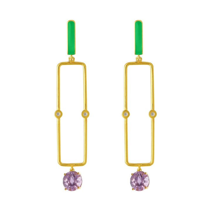 Purple Amethyst Long Bar Earrings - Eye M Neon Rocks - Ileana Makri store