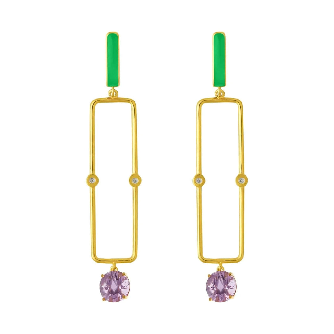 Purple Amethyst Long Bar Earrings - Eye M Neon Rocks - Ileana Makri