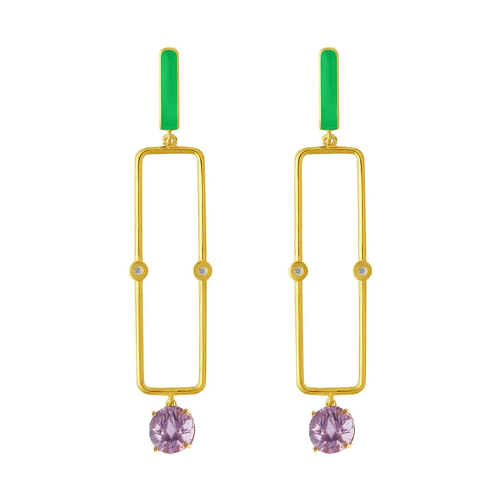 Purple Amethyst Long Bar Earrings - Eye M Neon Rocks - Ileana Makri