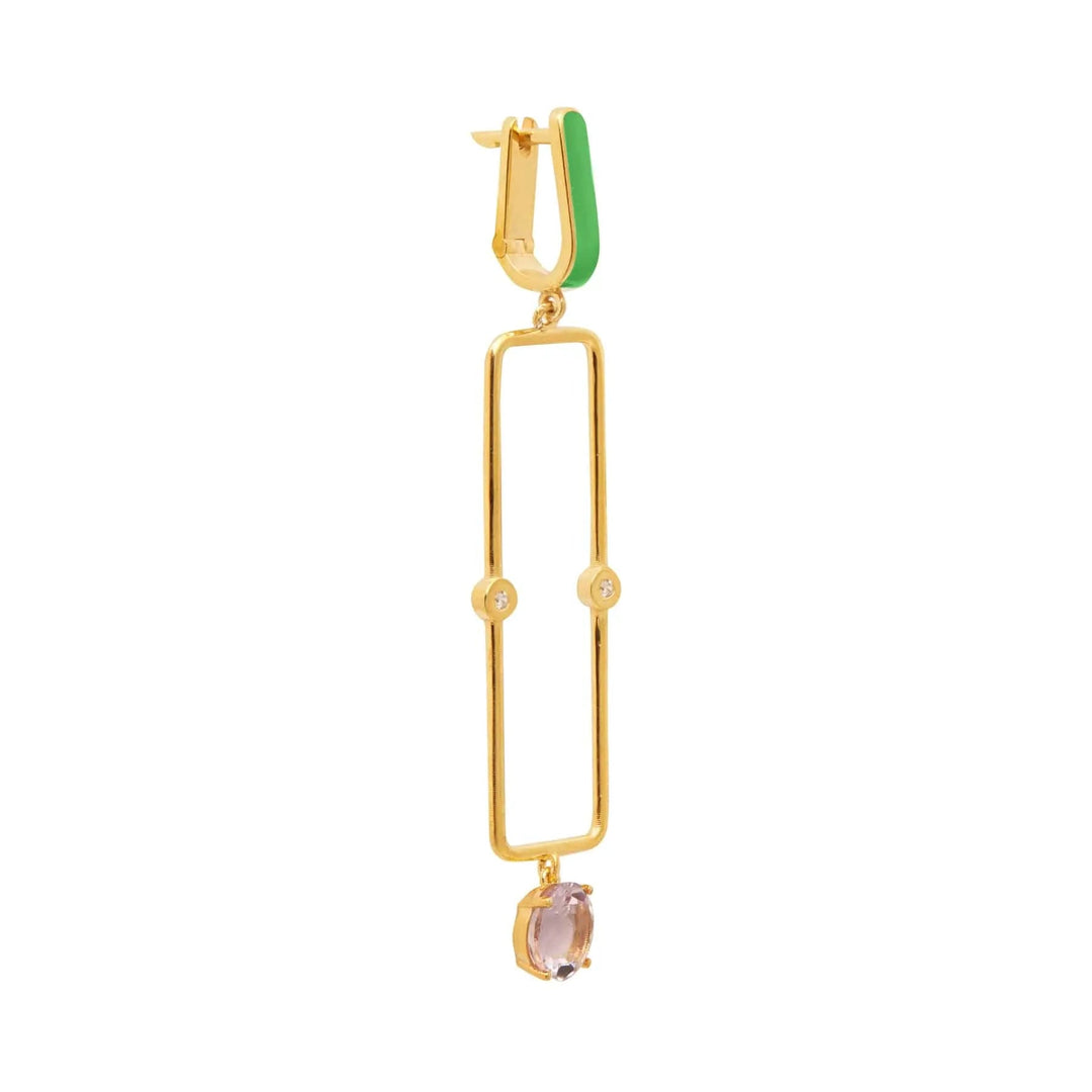Purple Amethyst Long Bar Earrings - Eye M Neon Rocks - Ileana Makri