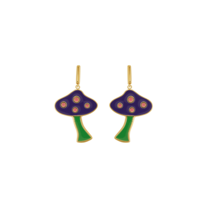 Purple Mushroom Midi Hoop Earrings - Eye M Flower Power - Ileana Makri store