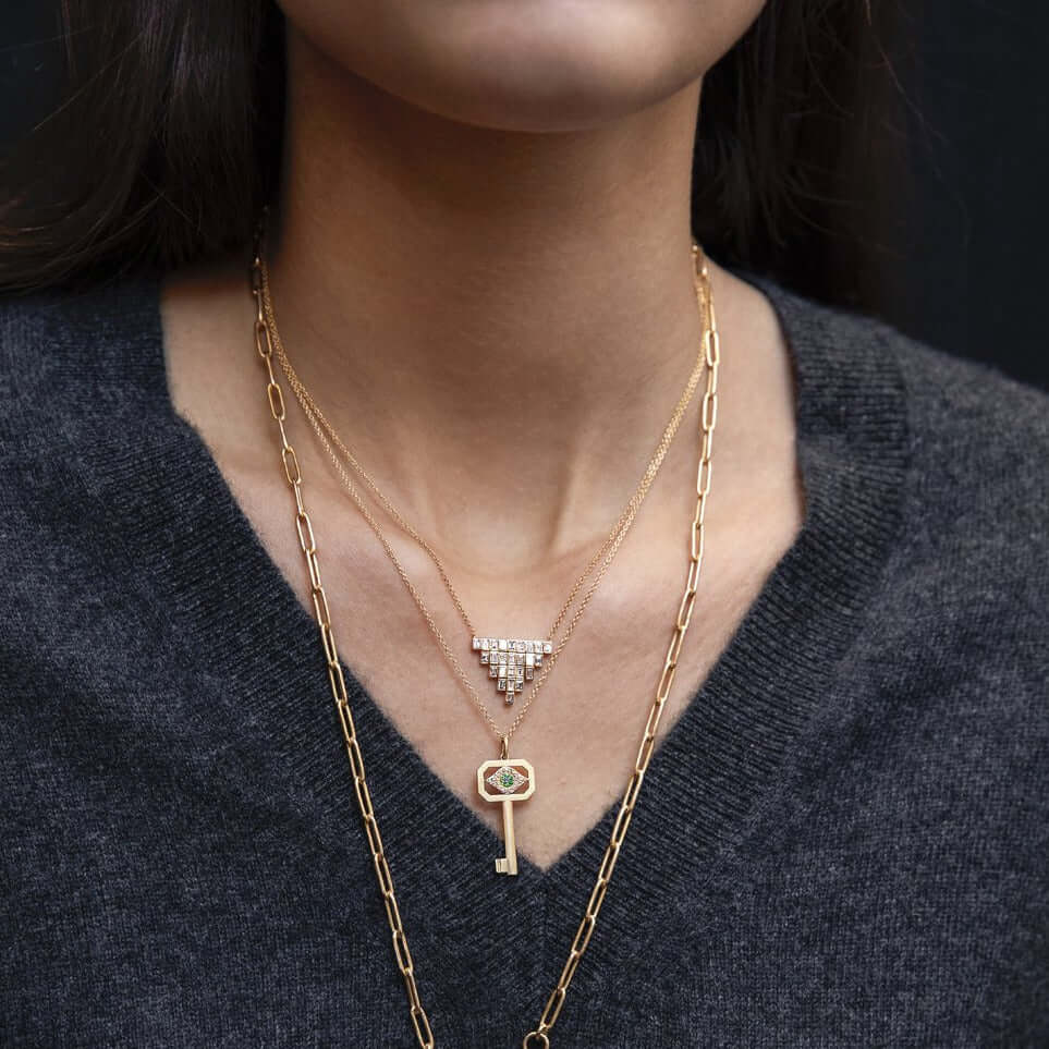 Pyramid Baguette Necklace W - D - Baguette - Ileana Makri