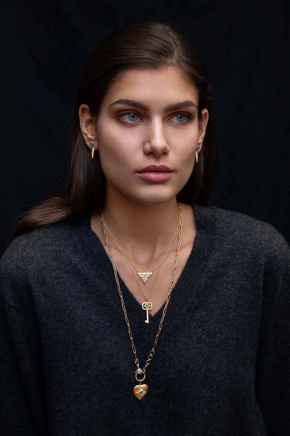 Pyramid Baguette Necklace W - D - Baguette - Ileana Makri
