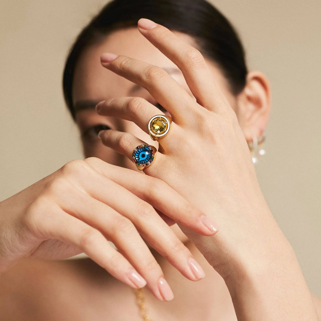 Rainbow Evil Eye Chevalier Ring - Eye M Eyes - Ileana Makri store