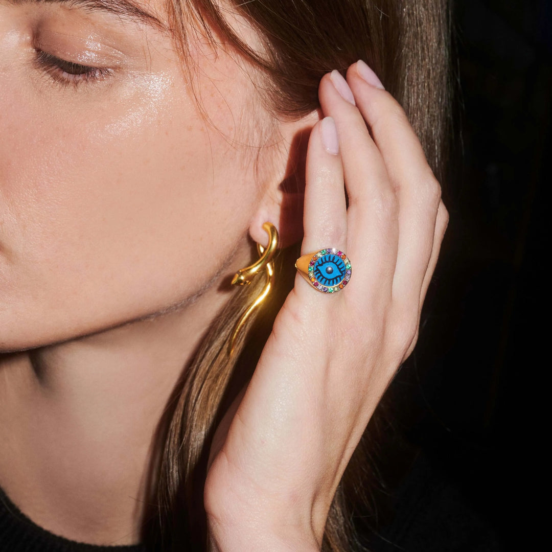 Rainbow Evil Eye Chevalier Ring - Eye M Eyes - Ileana Makri store