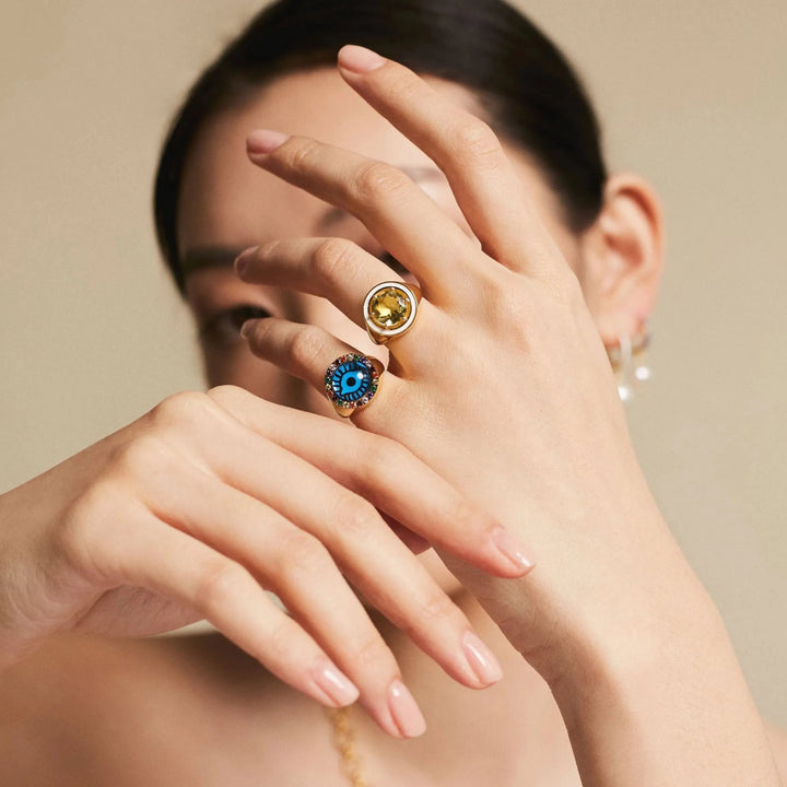 Rainbow Evil Eye Chevalier Ring - Eye M Eyes - Ileana Makri