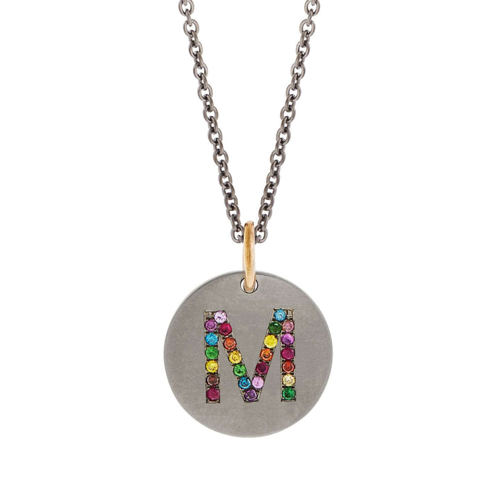 Rainbow Letter Pendant T - Rbw - TITANIUM - Ileana Makri