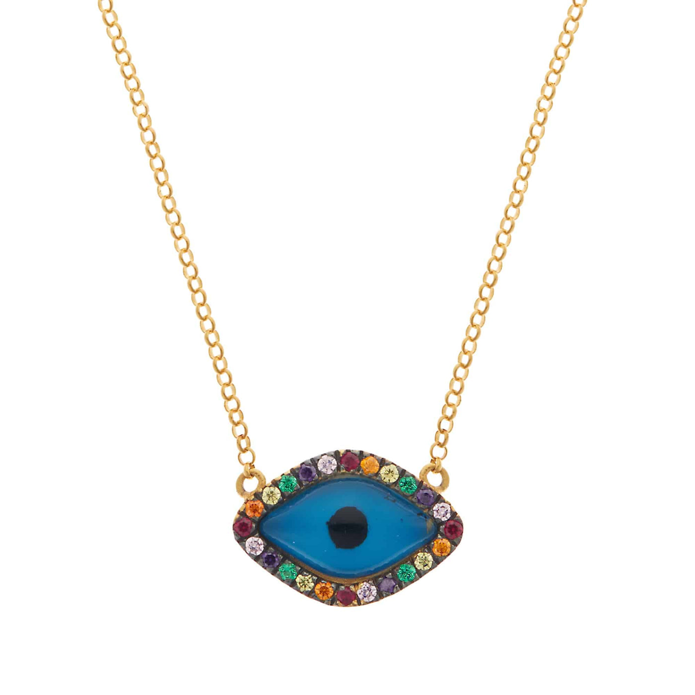 Rainbow Oval Eye Necklace - Eye M Eyes - Ileana Makri store