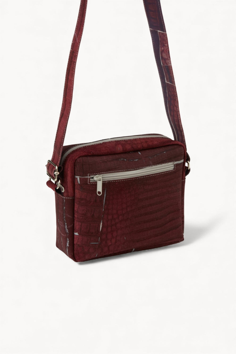 Raw Leather Burgundy Cube Pocket Bag - Luisa Cevese Riedizioni - Ileana Makri