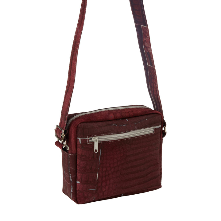 Raw Leather Burgundy Cube Pocket Bag - Luisa Cevese Riedizioni - Ileana Makri