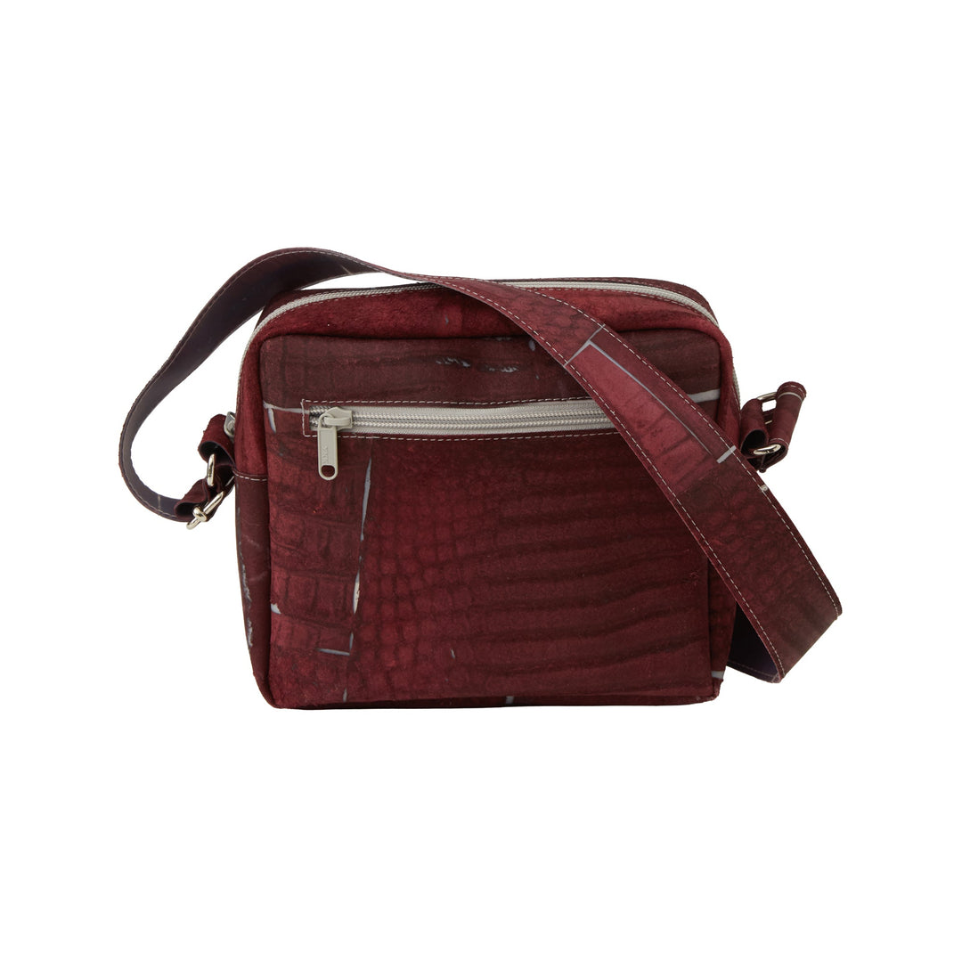 Raw Leather Burgundy Cube Pocket Bag - Luisa Cevese Riedizioni - Ileana Makri