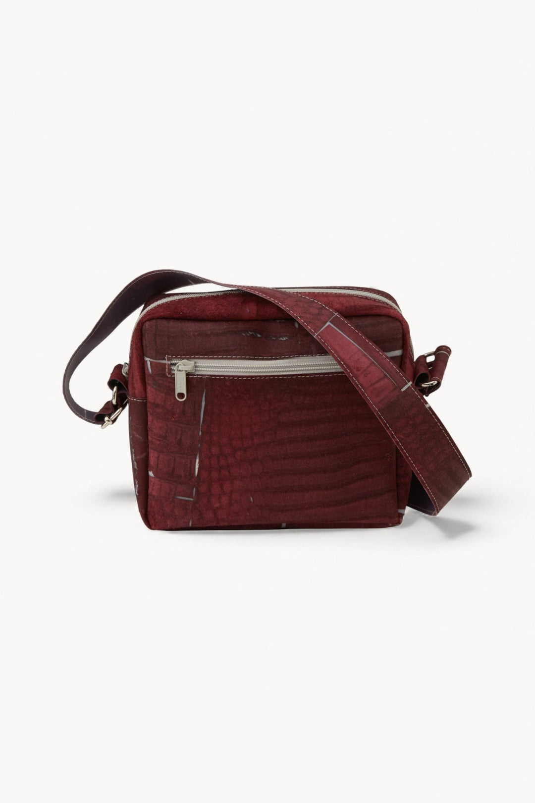 Raw Leather Burgundy Cube Pocket Bag - Luisa Cevese Riedizioni - Ileana Makri