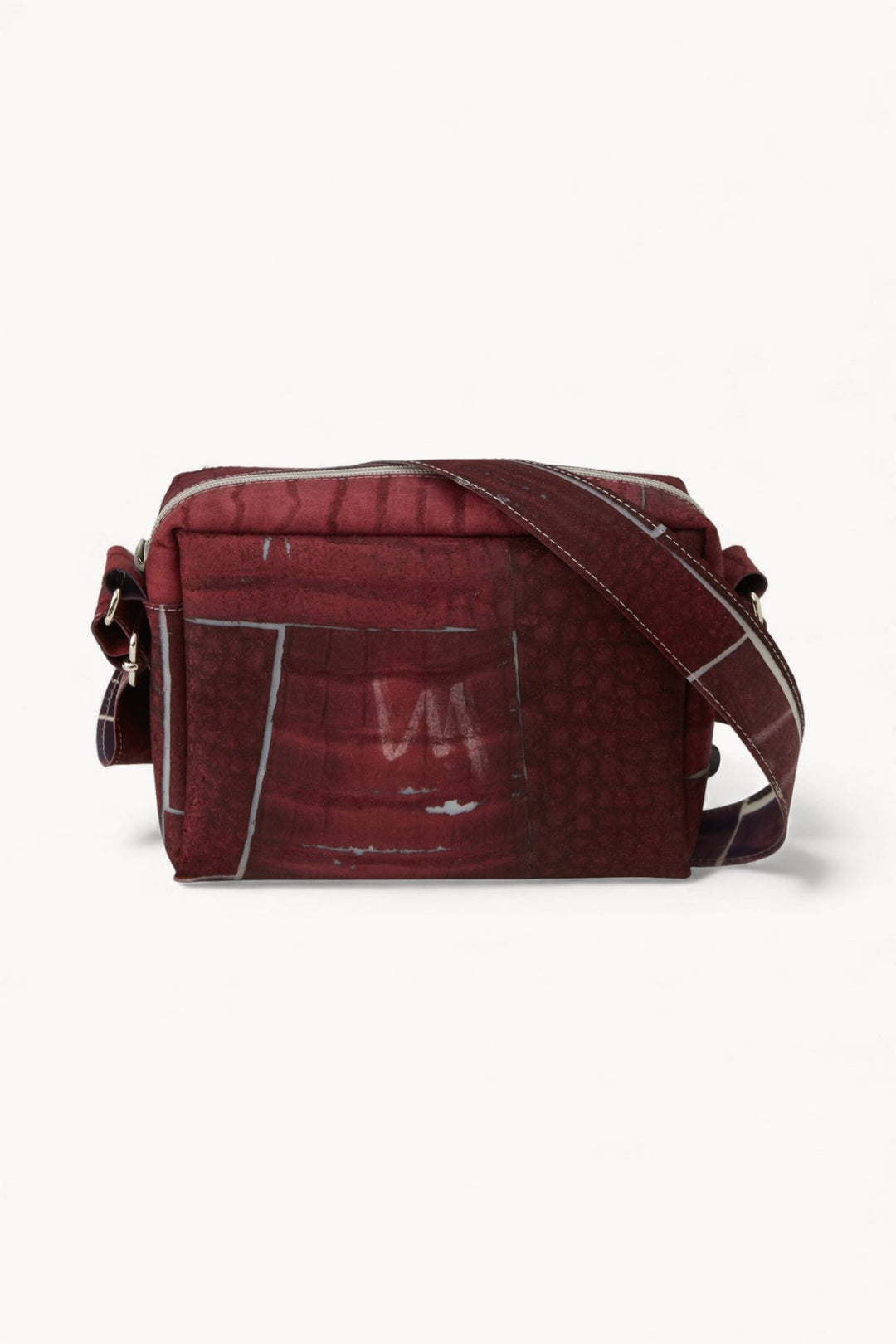 Raw Leather Burgundy Long Strap Bag - Luisa Cevese Riedizioni - Ileana Makri