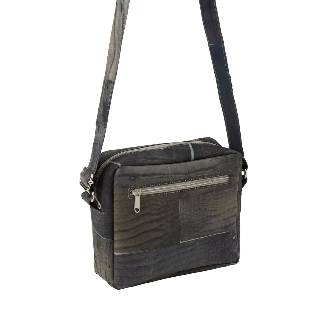 Raw Leather Grey Cube Pocket Bag - Luisa Cevese Riedizioni - Ileana Makri