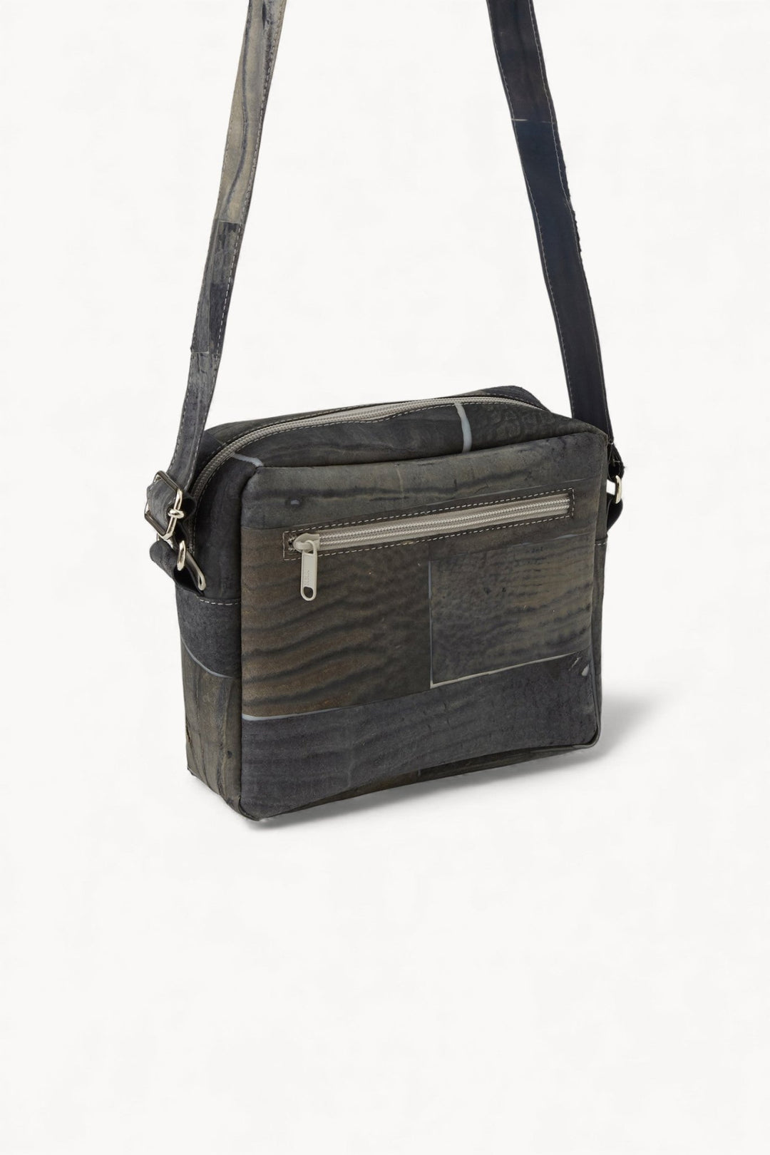 Raw Leather Grey Cube Pocket Bag - Luisa Cevese Riedizioni - Ileana Makri