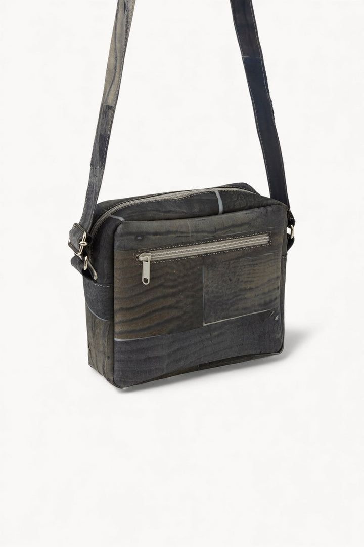 Raw Leather Grey Cube Pocket Bag - Luisa Cevese Riedizioni - Ileana Makri