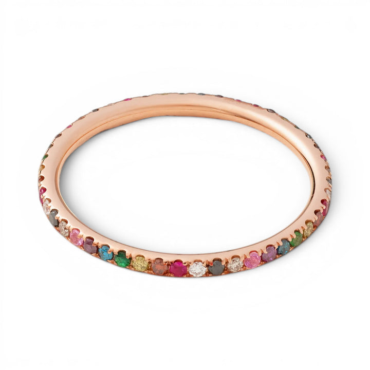 Rainbow Thread Band in Rose Gold