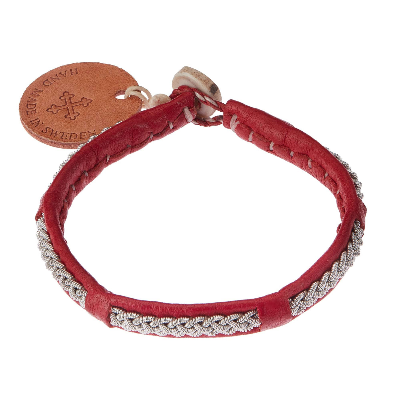 Red Leather & Pewter Bracelet - Maria Rudman - Ileana Makri store